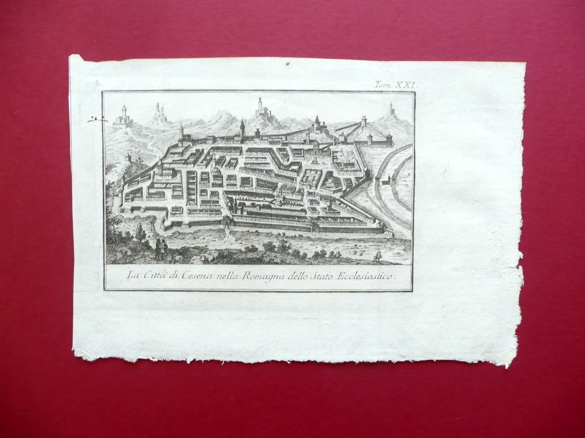 Incisione La Citt‡ di Cesena nella Romagna dello Stato Ecclesiastico …