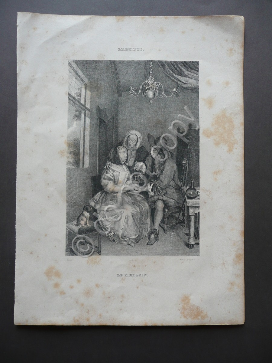 Incisione Litografia l'Artiste Le Medicin Bida Bernard e Fieres Met‡ …