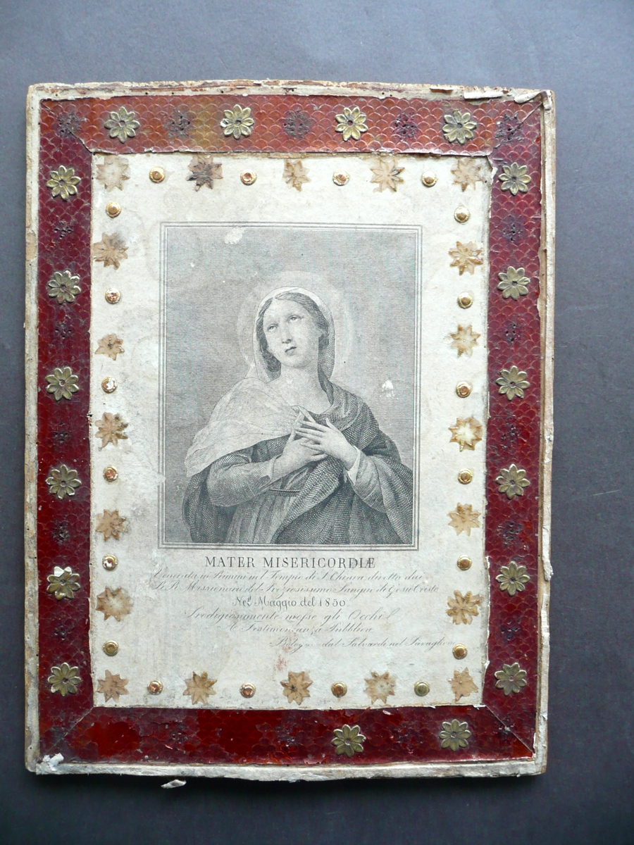 Incisione Mater Misericordiae Rimini Tempio S. Chiara Prodigio Occhi Maggio …