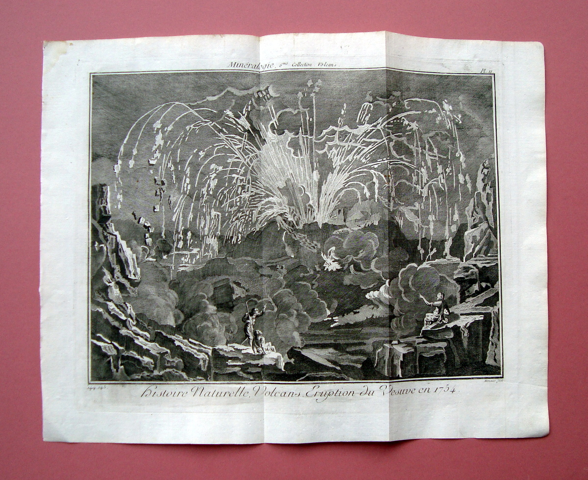 Incisione Monaco P. Histoire Naturelle Volcans Eruption Vesuve Diderot 1754