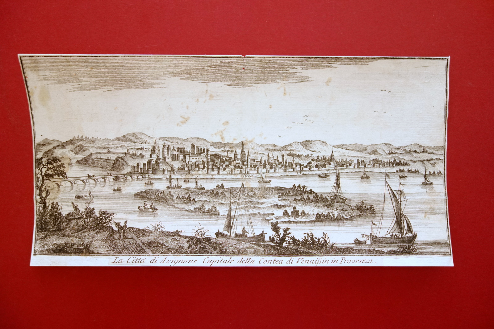 Incisione Originale Citt‡ di Avignone Contea di Venaisin Provenza Francia …