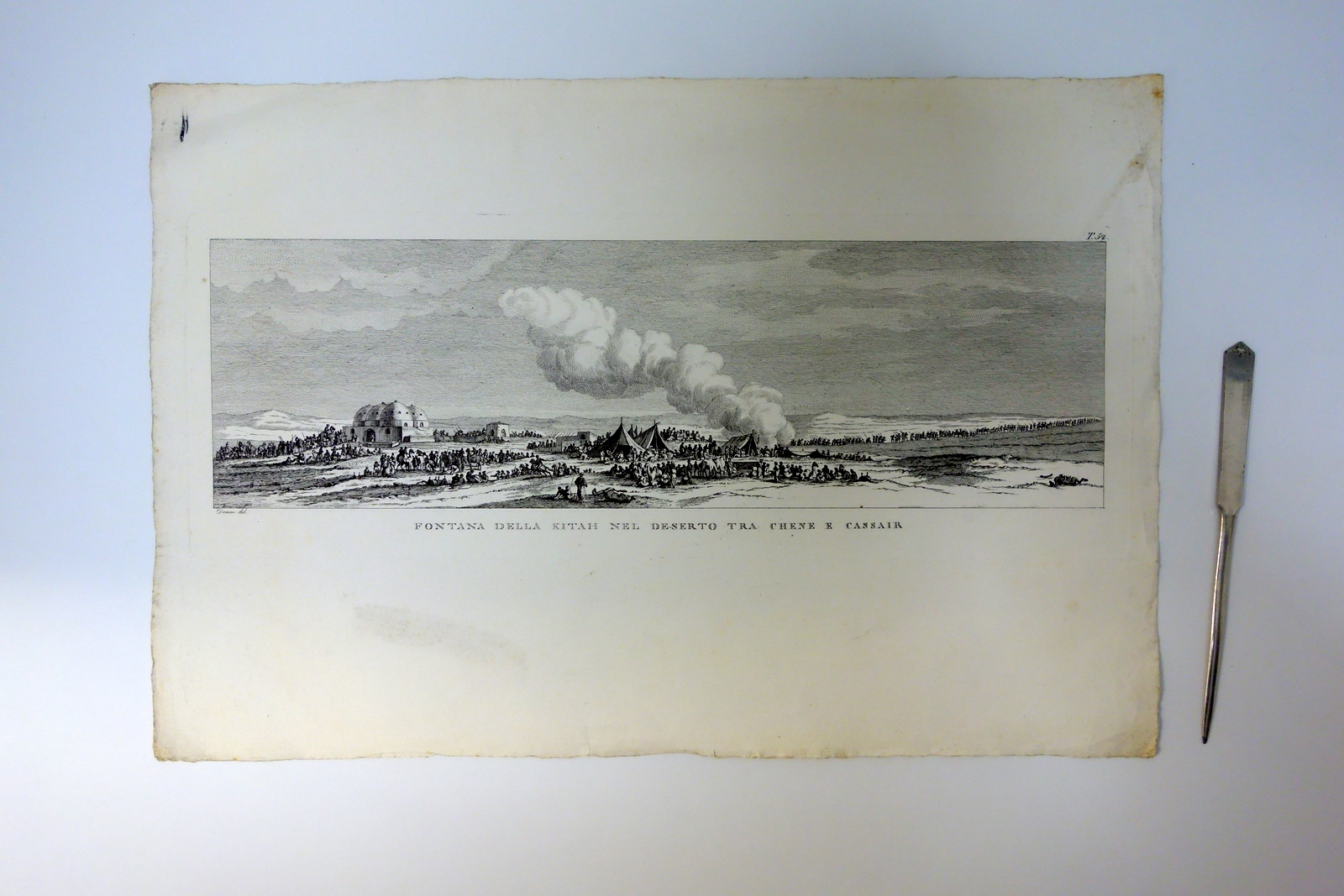 Incisione Originale Fontana della Kitah Deserto tra Chene e Cassair …