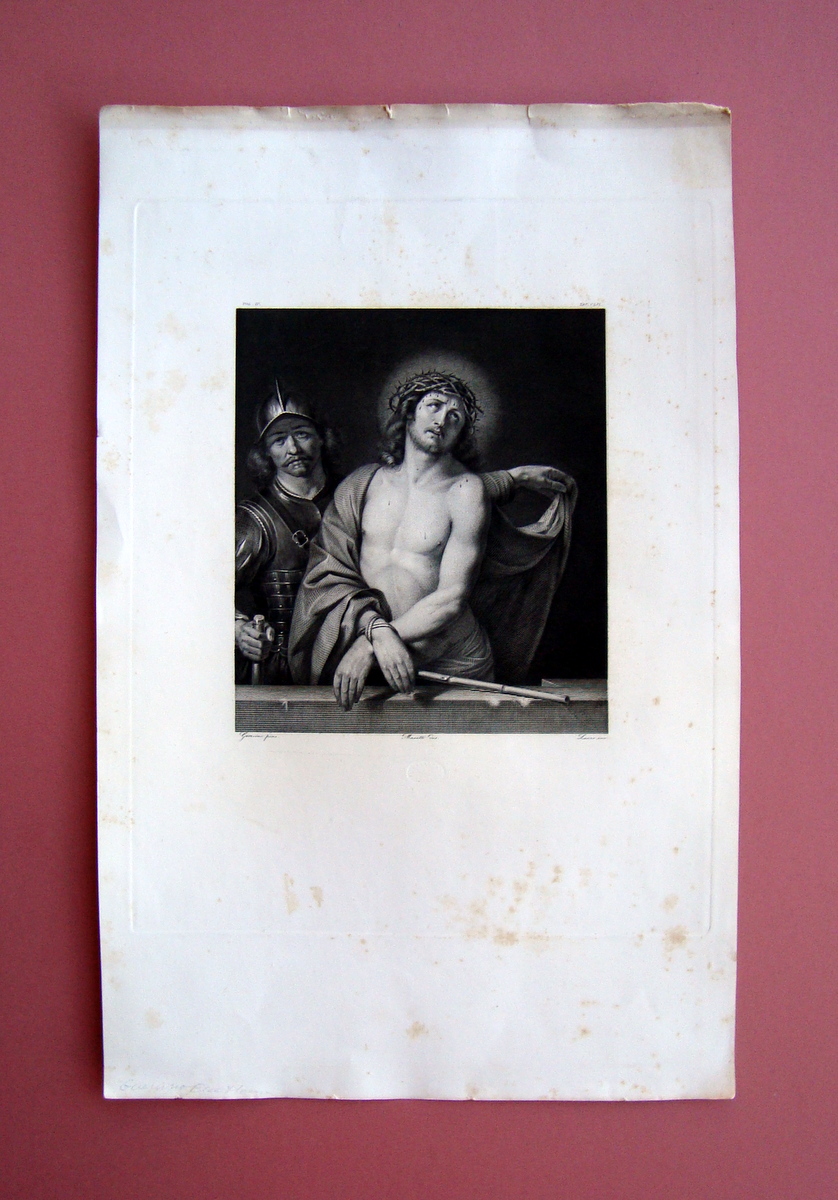 Incisione rame primi '800 Guercino dip Ecce Homo