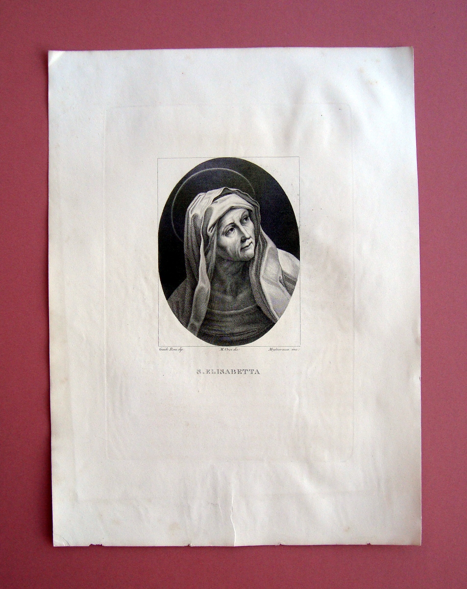 Incisione rame S.Elisabetta Galleria Pitti Firenze 1842 Guido Reni dip
