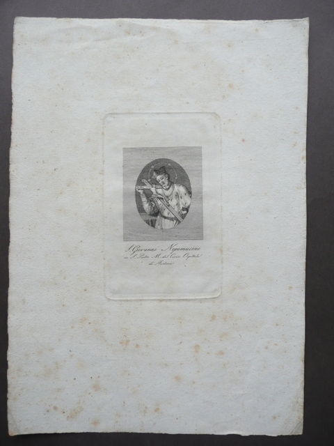 Incisione Rame S.Giovanni Nepomuceno S.Pietro Civico Ospedale Modena Met‡ 1800