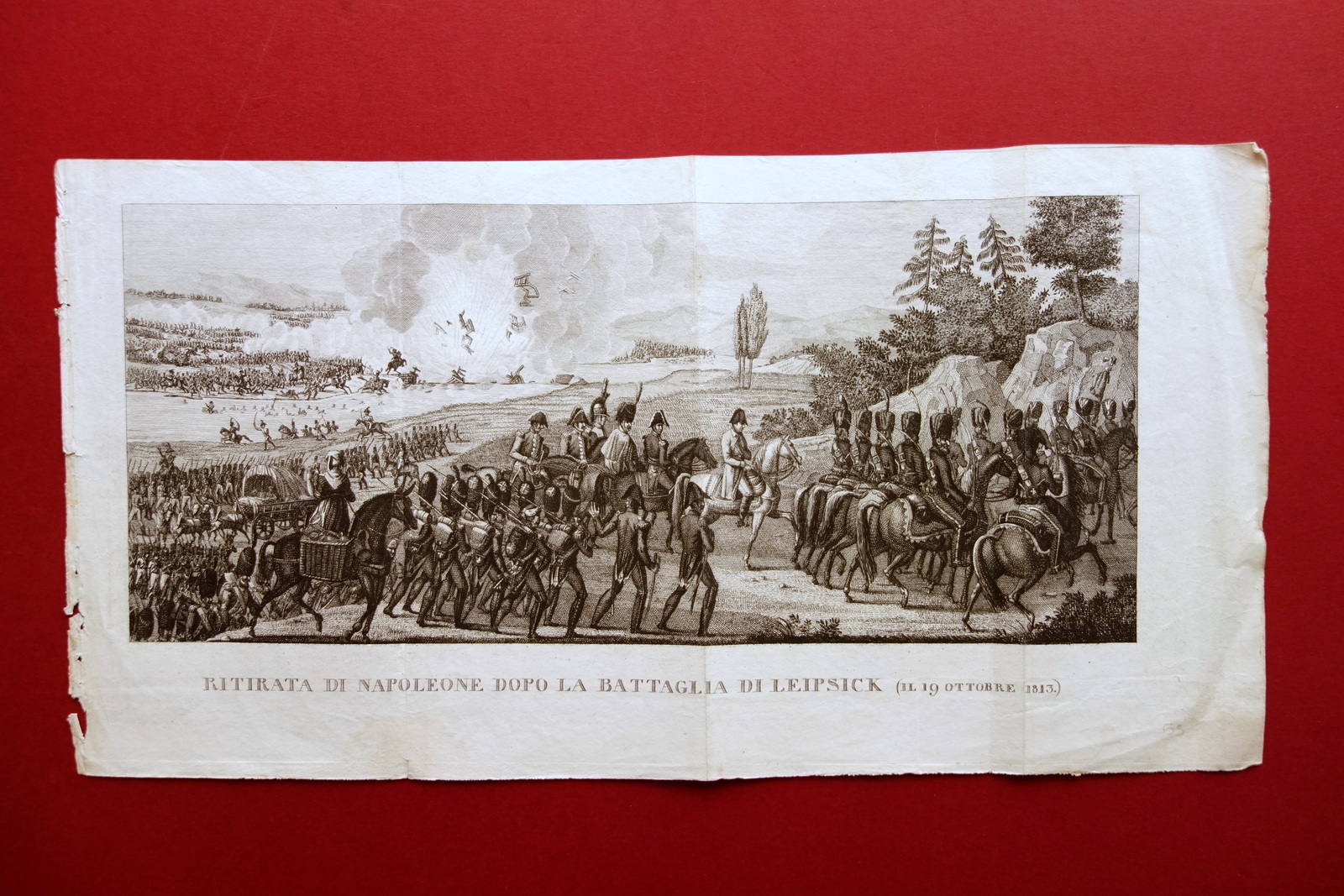 Incisione Ritirata di Napoleone dopo la Battaglia di Leipsick 1813 …