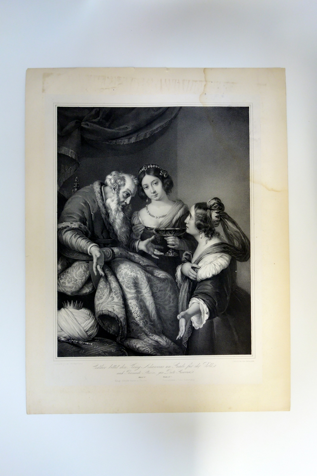 Incisione su Acciaio Ester Implorò il Re Assuero Strozzi Hanfstaengl …