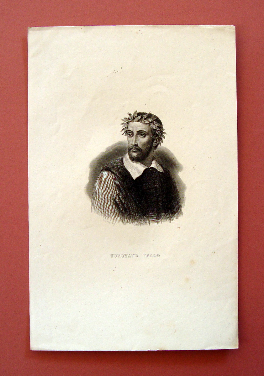 Incisione su rame Torquato Tasso prima met‡ Ottocento