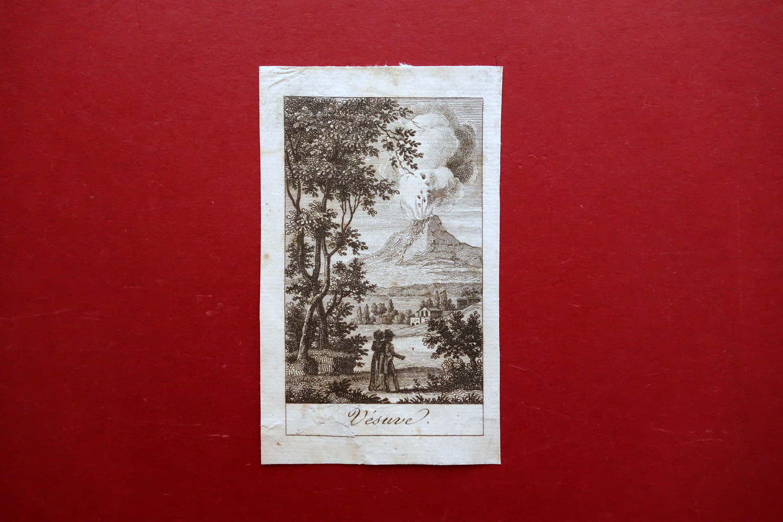 Incisione Vesuve Vesuvio in Eruzione Napoli Campania Fine '700 Originale