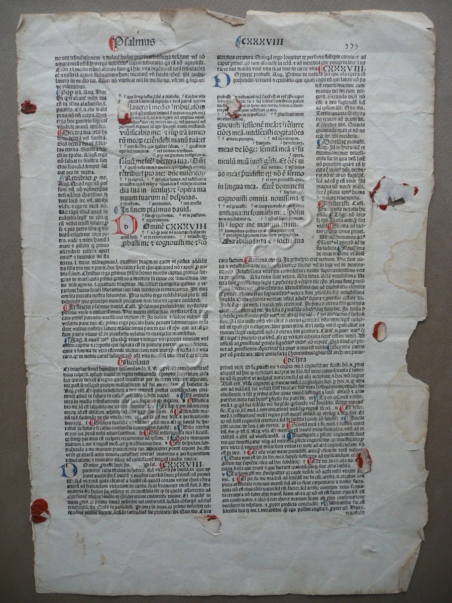 Incunabolo Libro Salmi Salmo 138 Religione Fede Chiesa Capilettera Latino