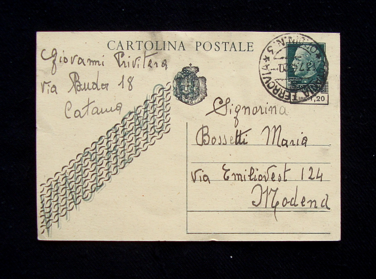 Intero Postale Viaggiato 1945 Vinceremo cancellato tipograficamente