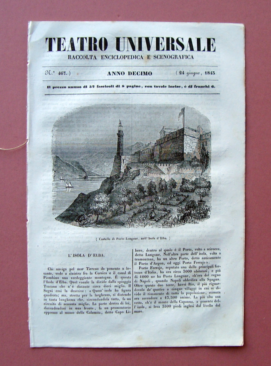 Isola D'Elba Porto Longone Castello in Teatro Universale Anno Decimo …