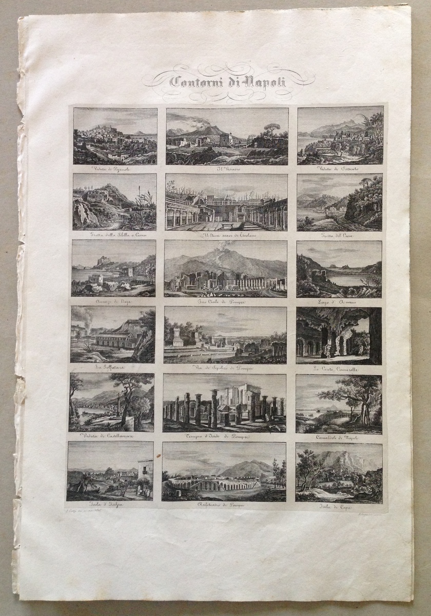 ITALIA IN MINIATURA NAPOLI MARSIGLI 1839 INCISIONE RAME NAPOLI POMPEI …