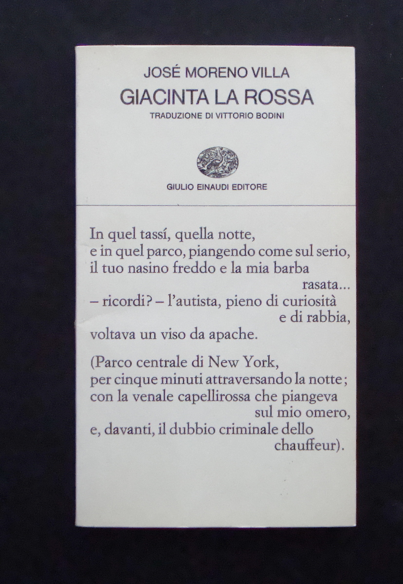 JOSE MORENO VILLA GIACINTA LA ROSSA COLLEZIONE DI POESIA 90 …