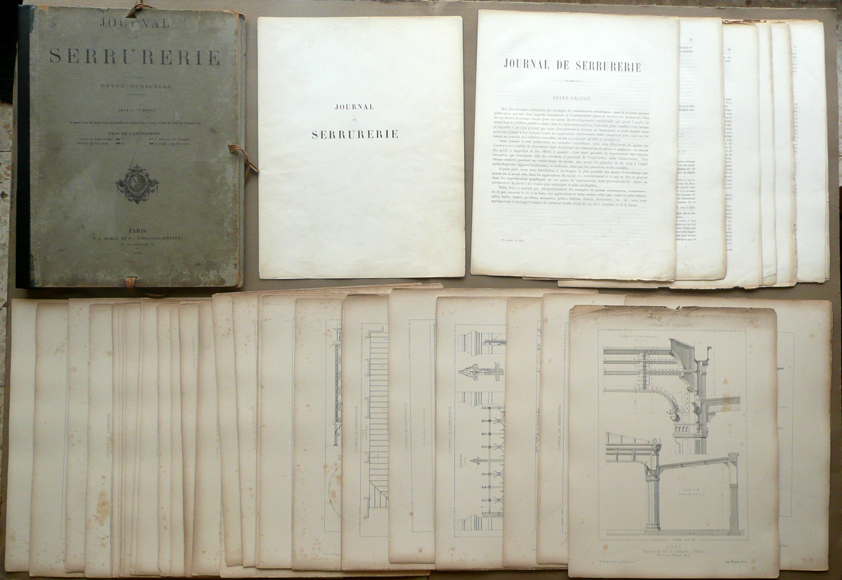 Journal De Serrurerie Revue Mensuelle Premier Annee 1874 48 Tavole …