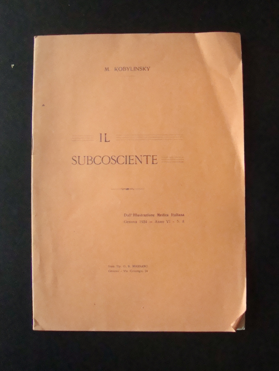 Kobylinsky Il Subcosciente 1924 Tip Marsano Genova Psicoanalisi Freud