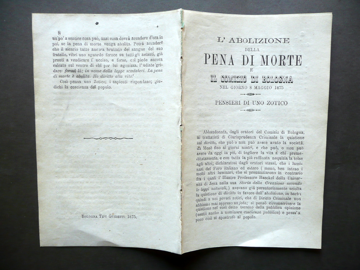 L'Abolizione della Pena di Morte e il Comizio di Bologna …
