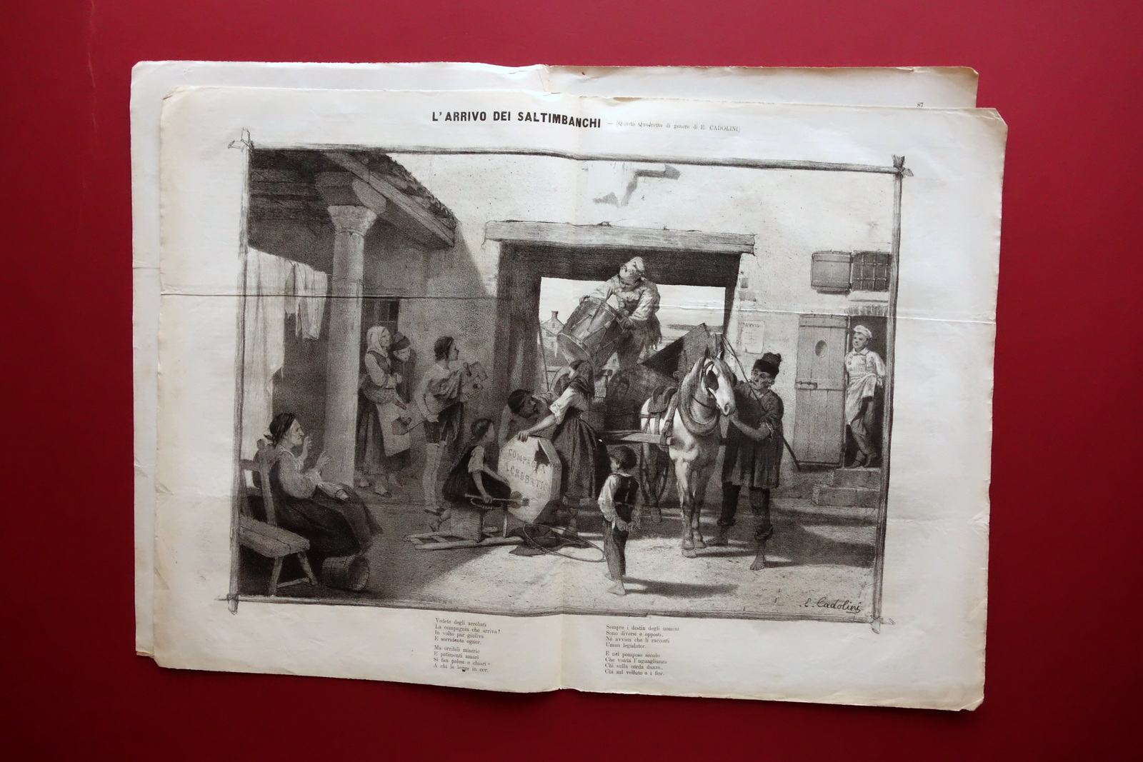 L'Arrivo dei Saltimbanchi E. Cadolini Doppia Pagina Lo Spirito Folletto …
