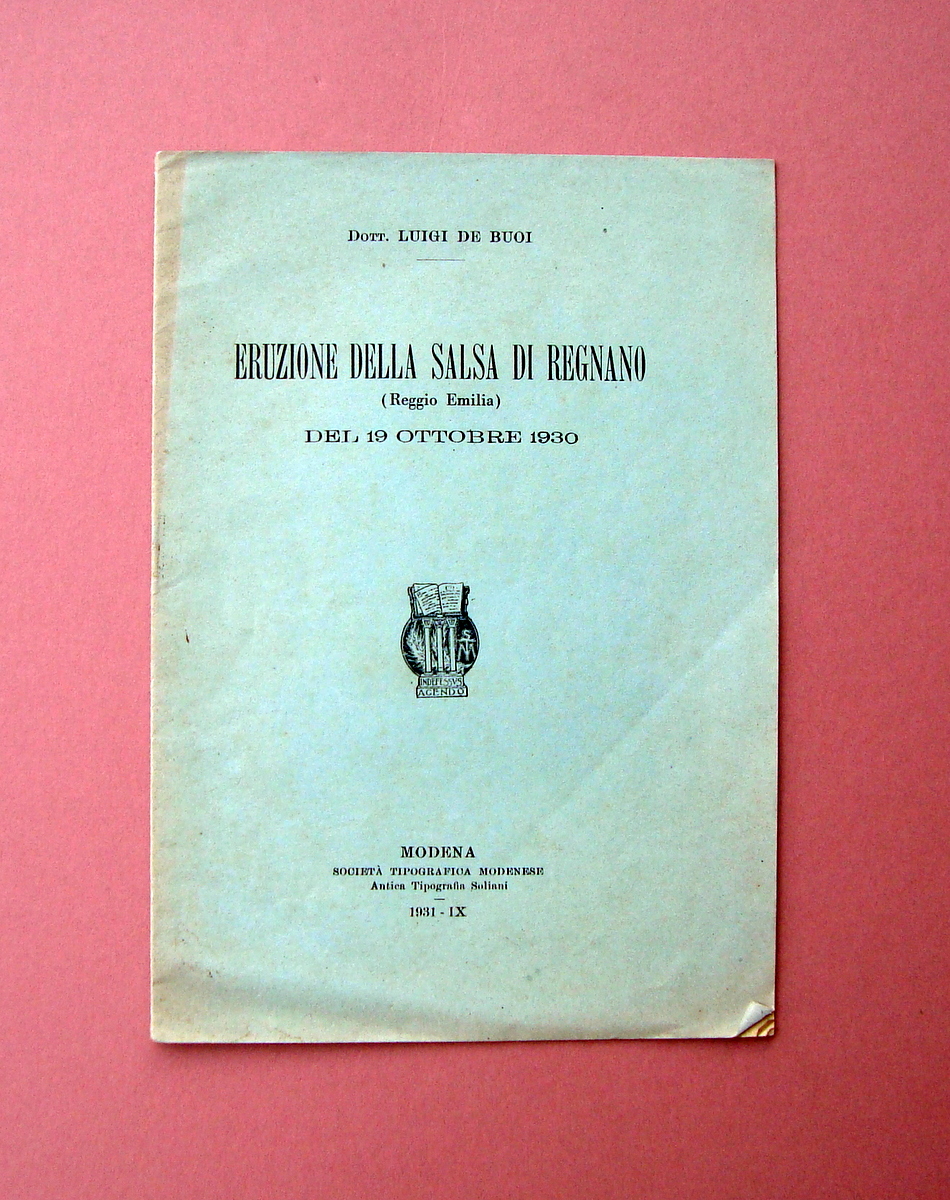 L.De Buoi Eruzione della Salsa di Regnano del 1930 Tip …