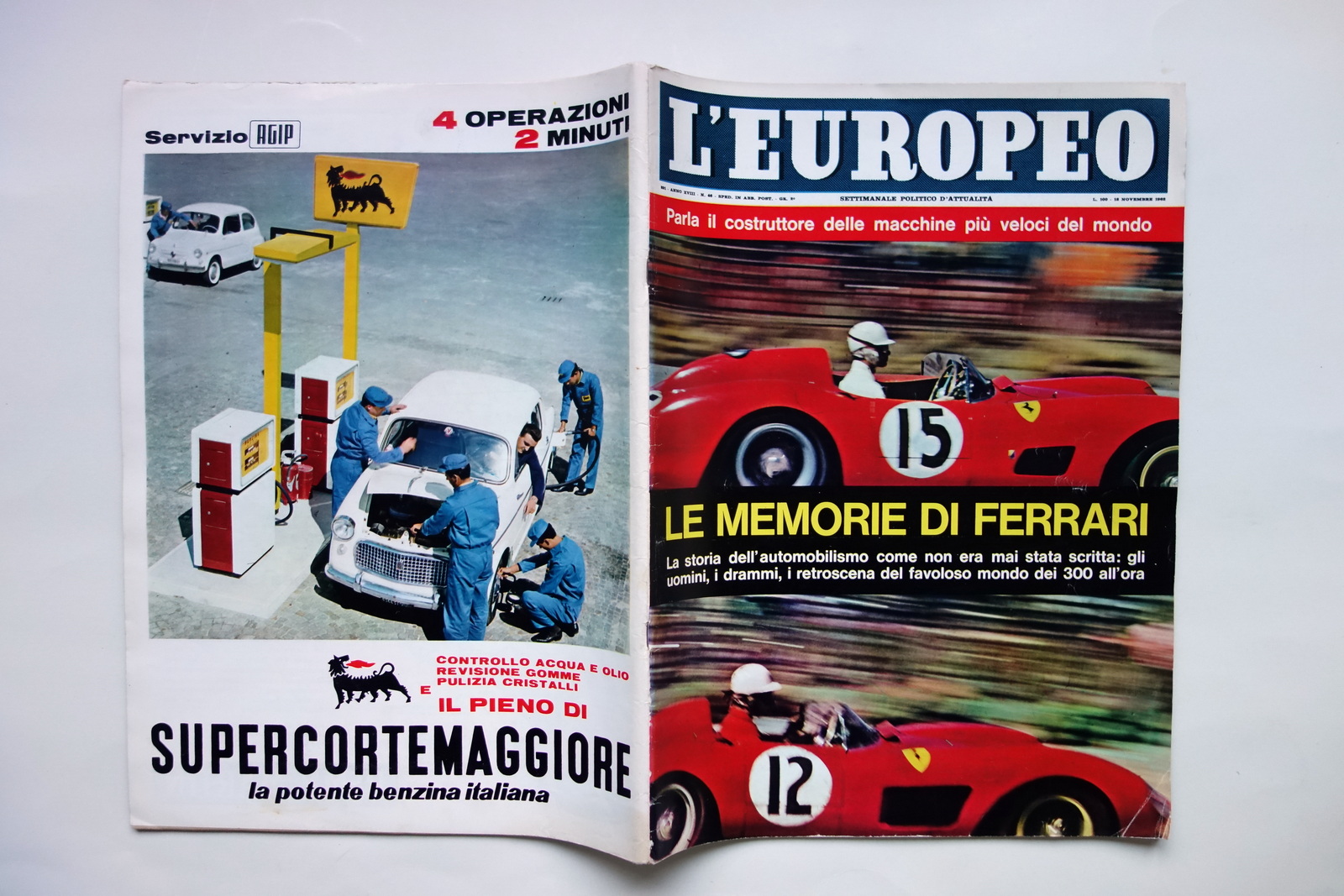 L'Europeo Rivista 18/11/1962 Le Memorie di Ferrari Automobilismo Completo