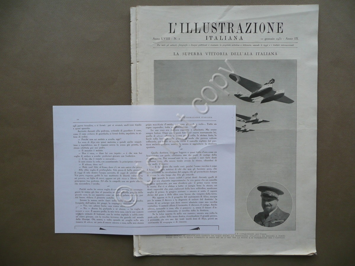 L'Illustrazione Italiana Anno LVIII N.2 Gennaio 1931 Balbo Trasvolatori Aerei