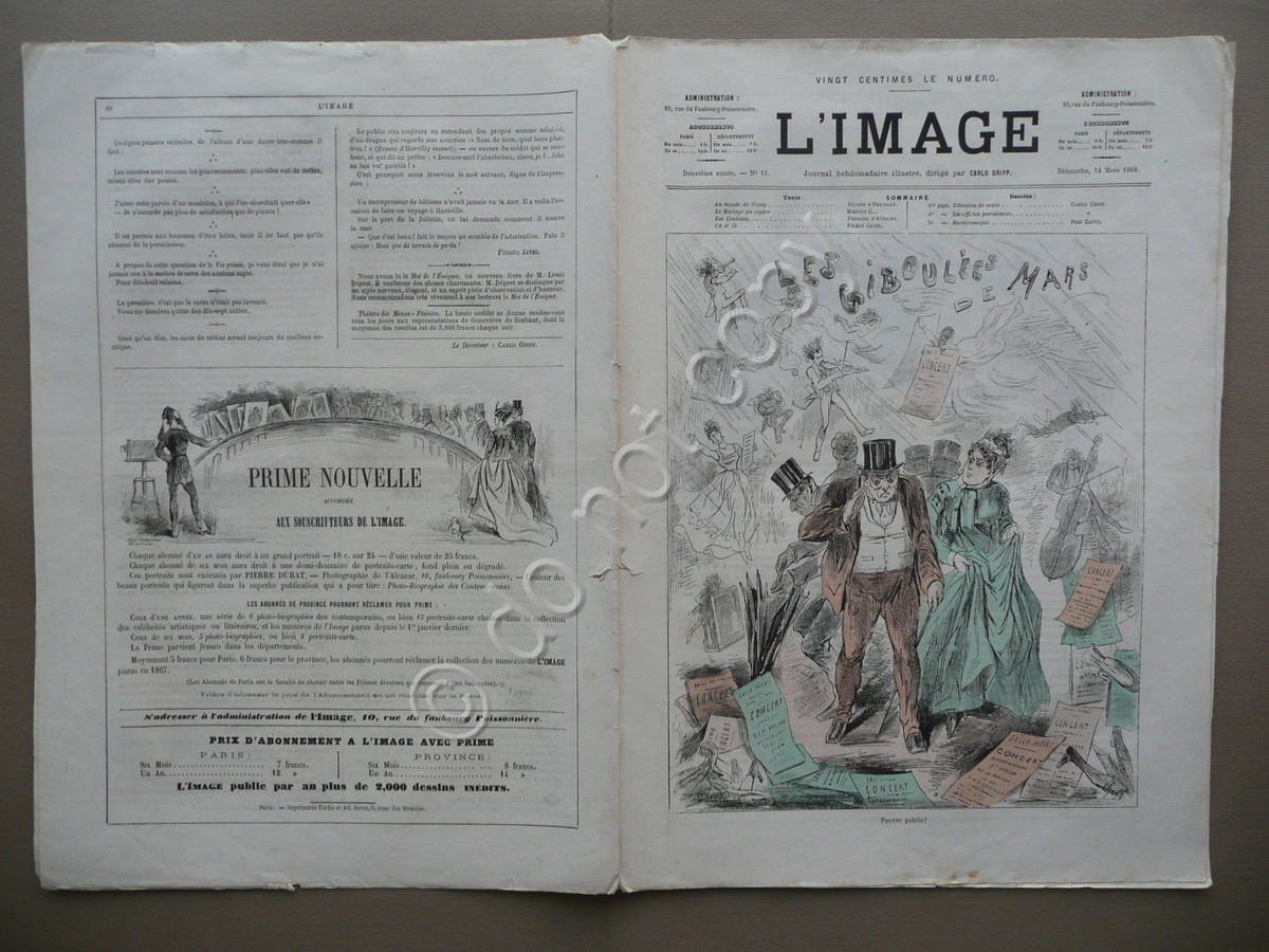 L'Image Paris Comique Anno II N.11 Mars 1868 Rivista Illustrata …