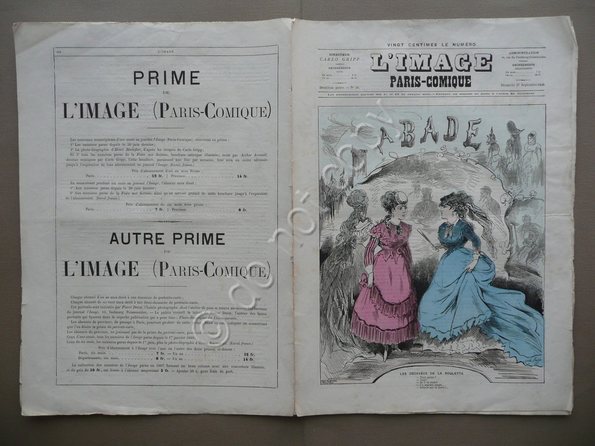 L'Image Paris Comique Anno II N.39 Settembre 1868 Rivista Illustrata …