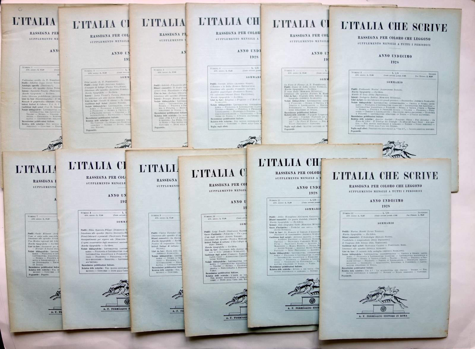 L'Italia Che Scrive Formiggini Editore Roma 1928 12 Numeri Anno …