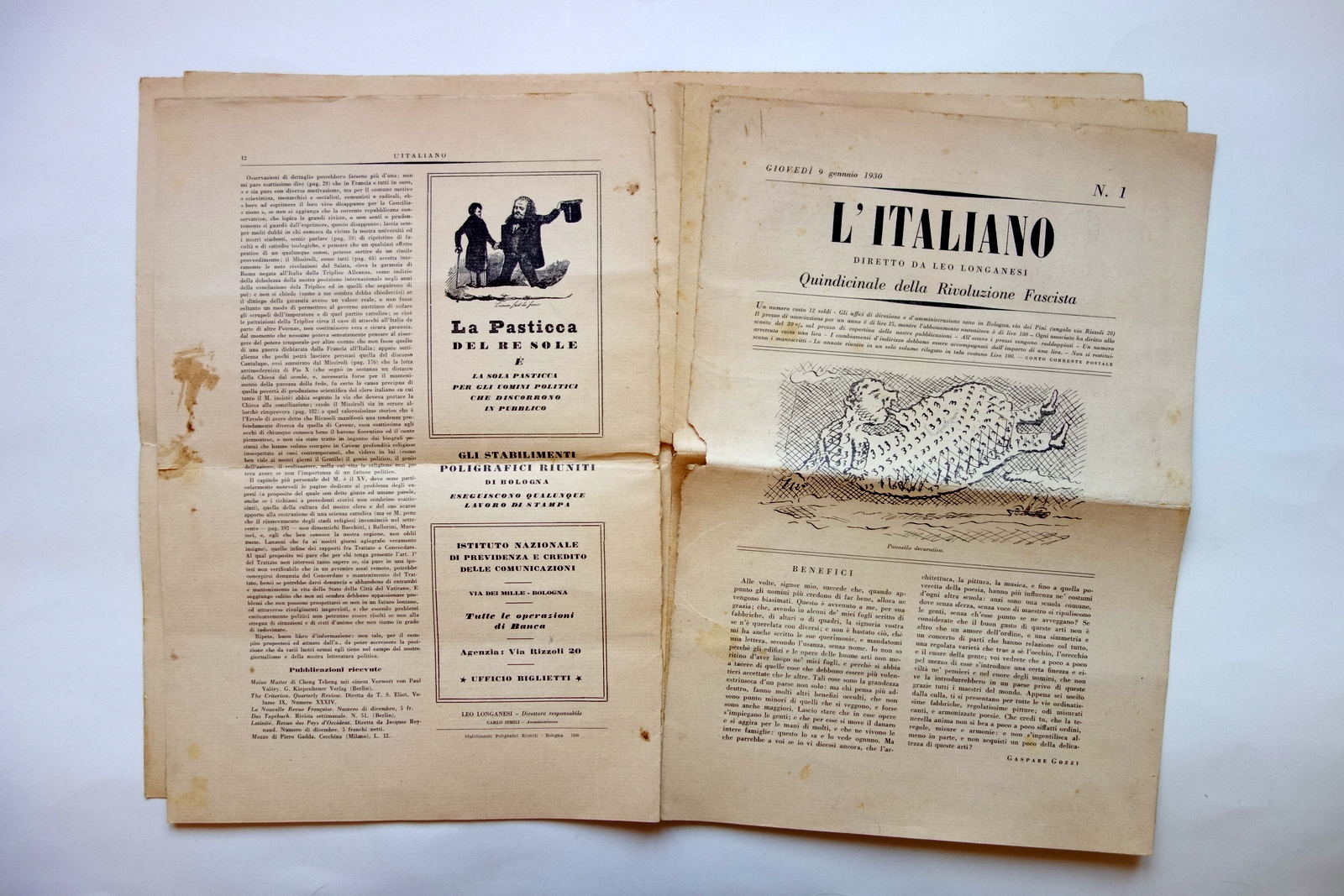 L'Italiano Rivista Quindicinale Leo Longanesi Numero 1 9/1/1930 secondo periodo