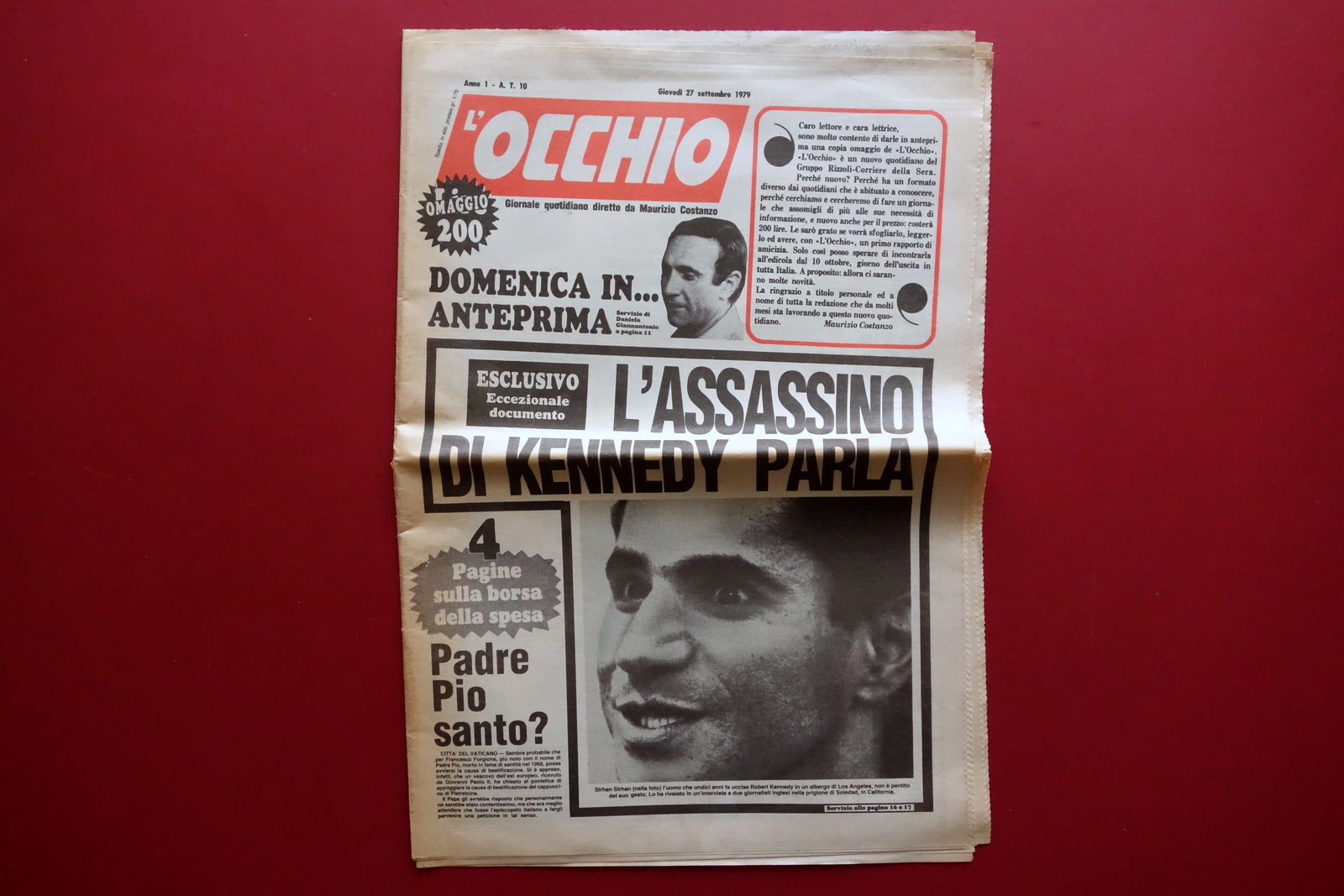 L'Occhio Numero 0 di Anteprima Omaggio Direttore Maurizio Costanzo 27/9/1979