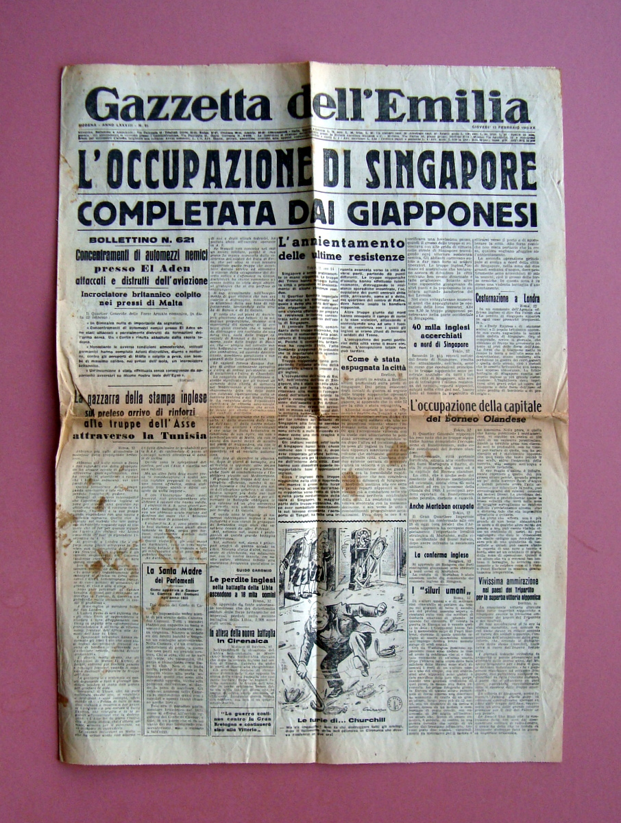 L'Occupazione di Singapore Giapponesi Gazzetta dell'Emilia n 91 12 febbraio …