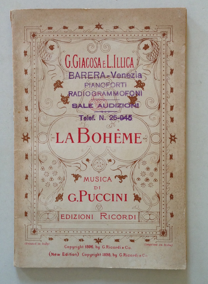La BohËme Quattro Quadri di Giuseppe Giacosa e Luigi Illica …