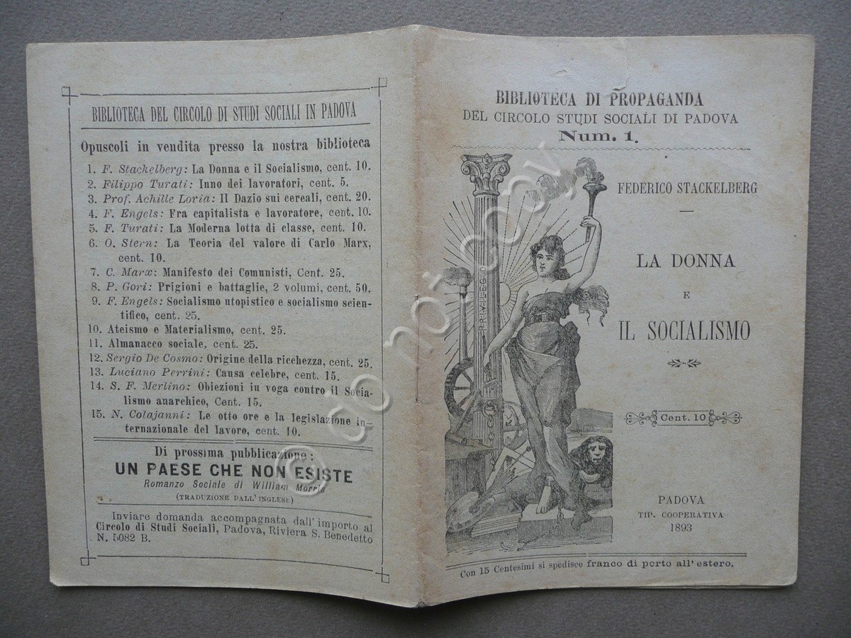 La Donna e il Socialismo Stackelberg Padova 1893 Studi Sociali …