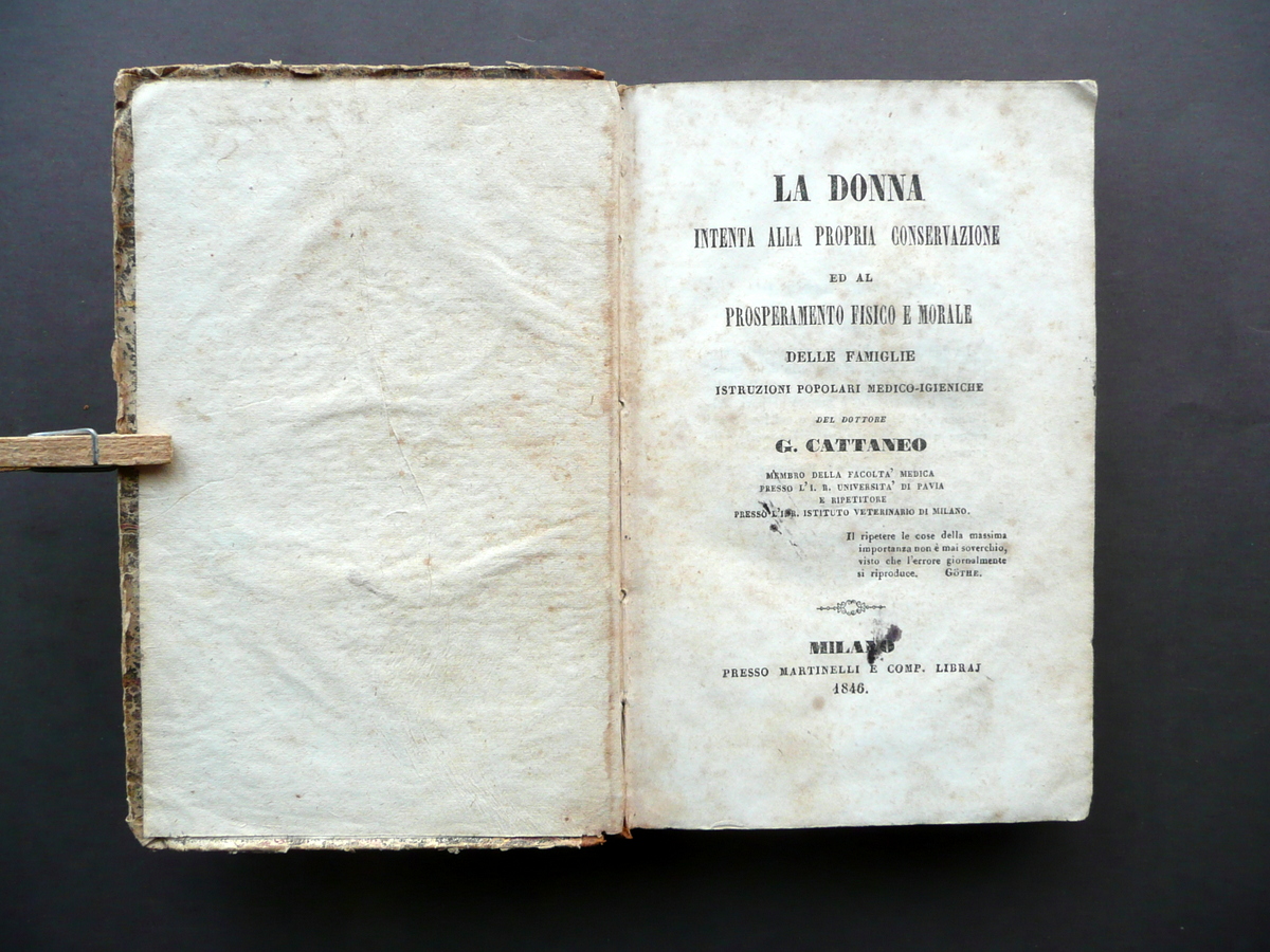 La Donna Intenta alla Propria Conservazione Cattaneo Martinelli Milano 1845 …