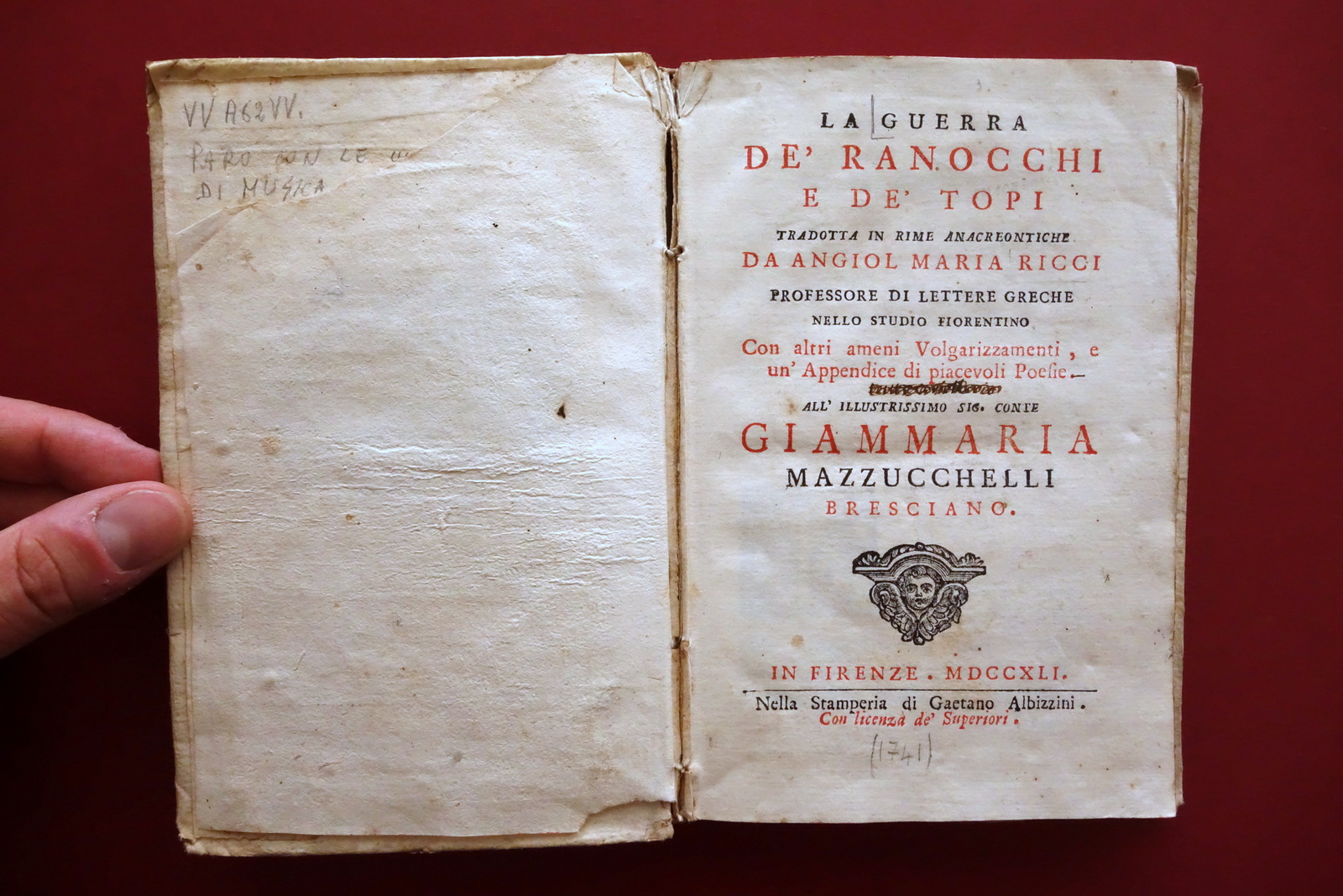 La Guerra de' Ranocchi e de' Topi Angiol Maria Ricci …