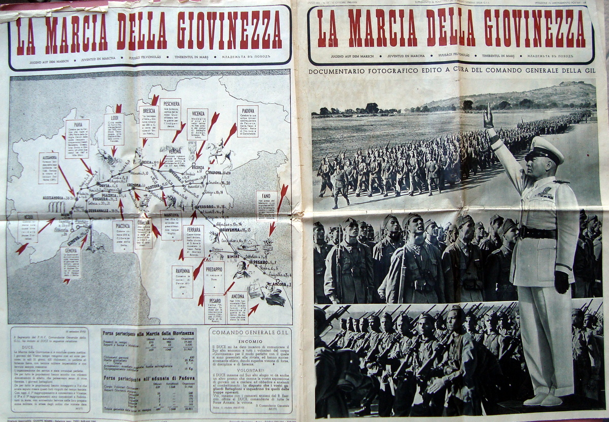 La Marcia della Giovinezza1940 grande giornale documentario fotografico