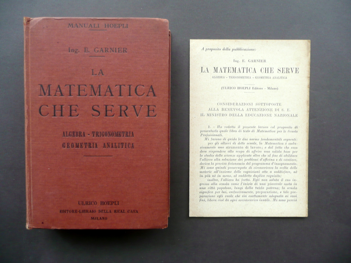 La Matematica che Serve Algebra Trigonometria E. Garnier Hoepli Milano …