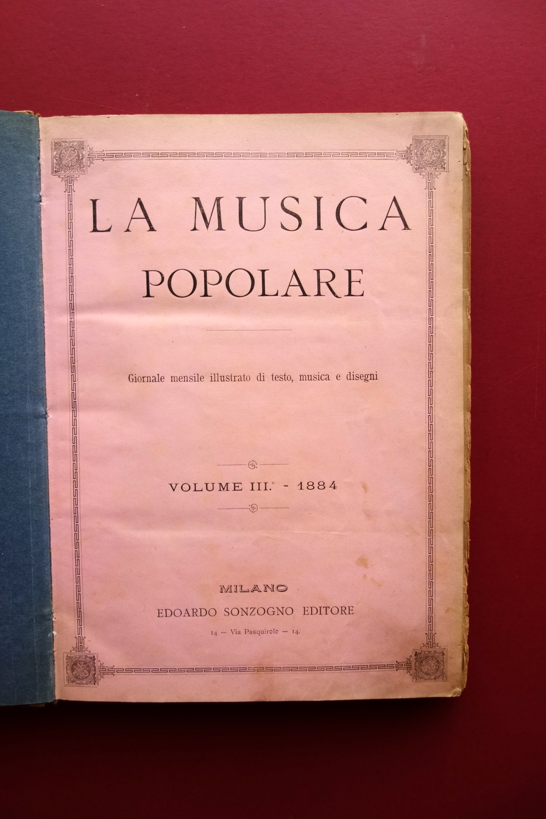 La Musica Popolare Giornale Mensile Illustrato Anno III 1884 12 …