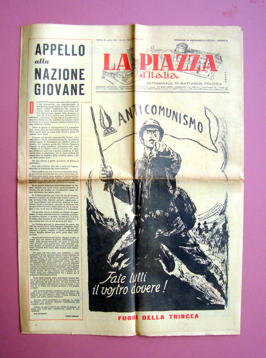 La Piazza d'Italia settimanale di battaglia politica MSI n 6 …