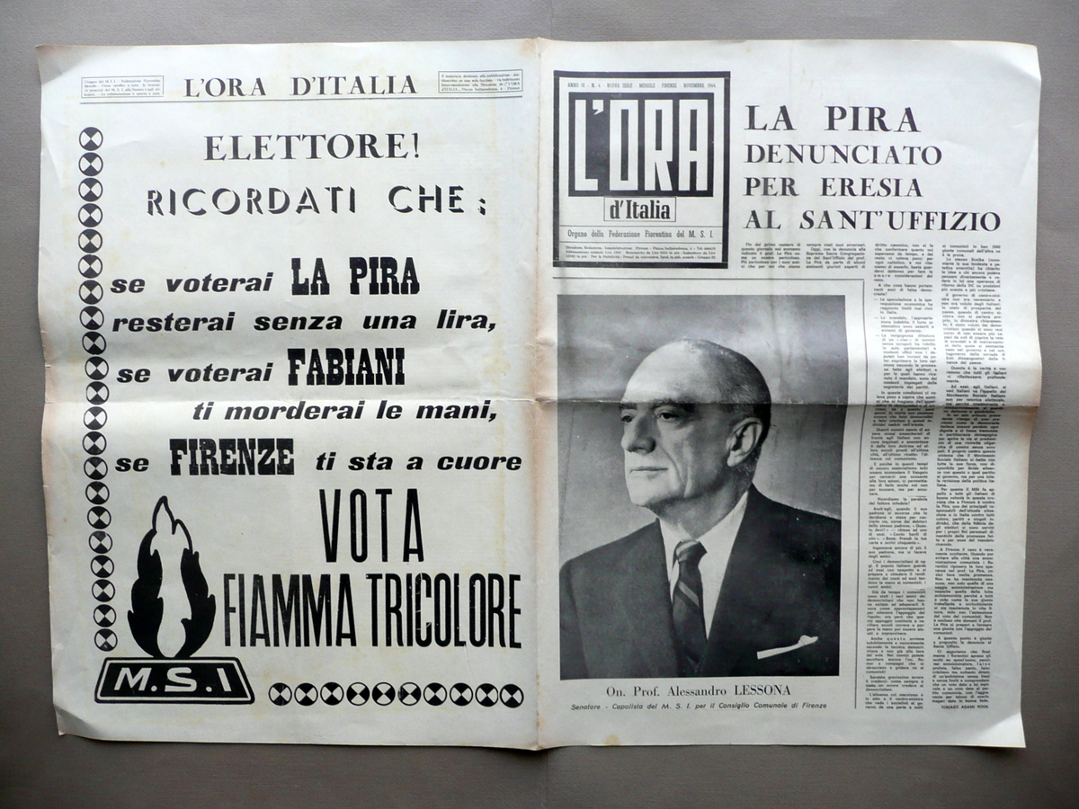 La Pira Denunciato per Eresia al Sant'Uffizio L'Ora d'Italia MSI …