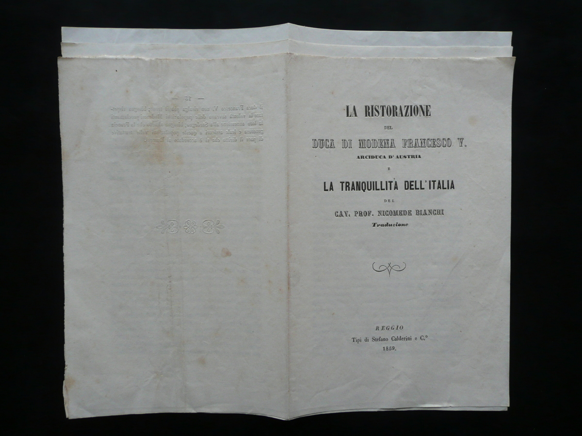 La Ristorazione del Duca di Modena Francesco V La Tranquillit‡ …