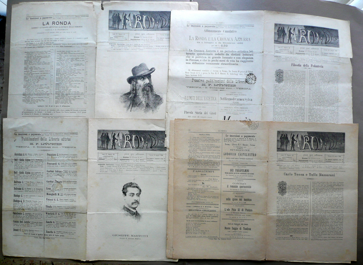 La Ronda Rivista Numeri 12-19-21-27 Verona 1886 4 Numeri Completi