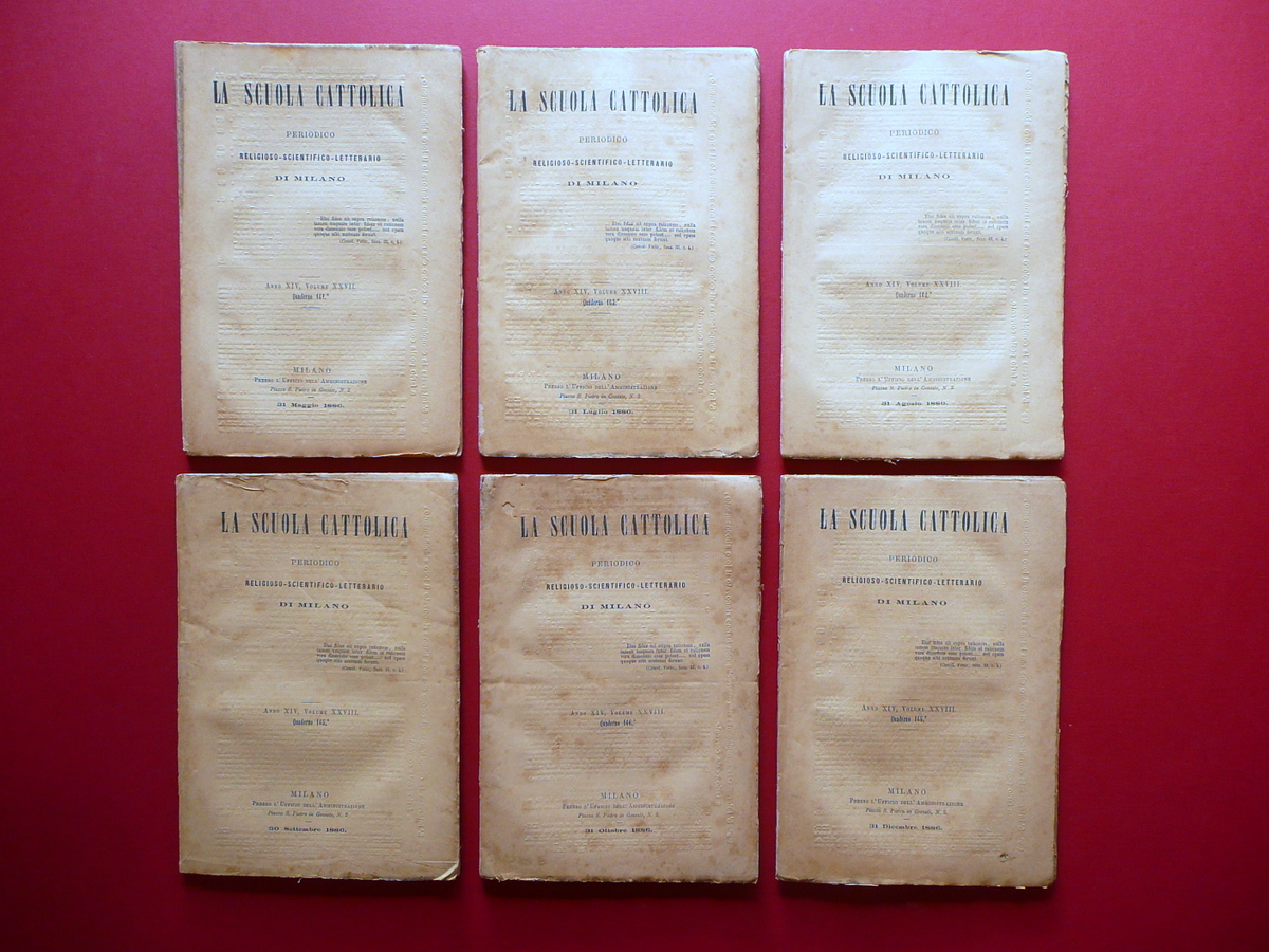 La Scuola Cattolica Periodico Rivista Milano 1886 6 Numeri Completi