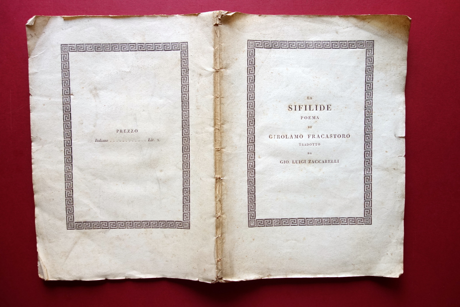 La Sifilide Poema di Girolamo Fracastoro Luigi Zaccarelli Manini Cremona …