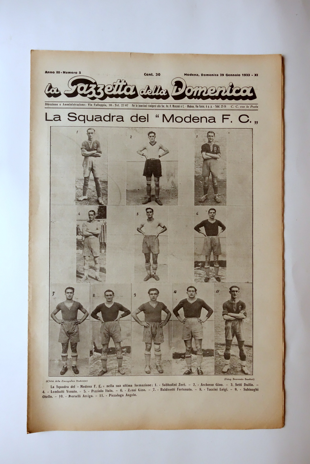 La Squadra del Modena F. C. Formazione Copertina Gazzetta della …