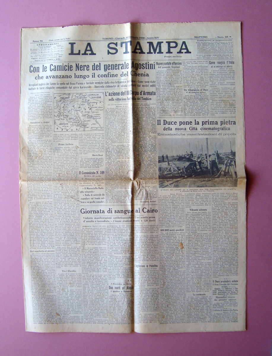 La Stampa n26 30/1/1936 Camicie Nere Generale Agostini Iglesias citt‡ …