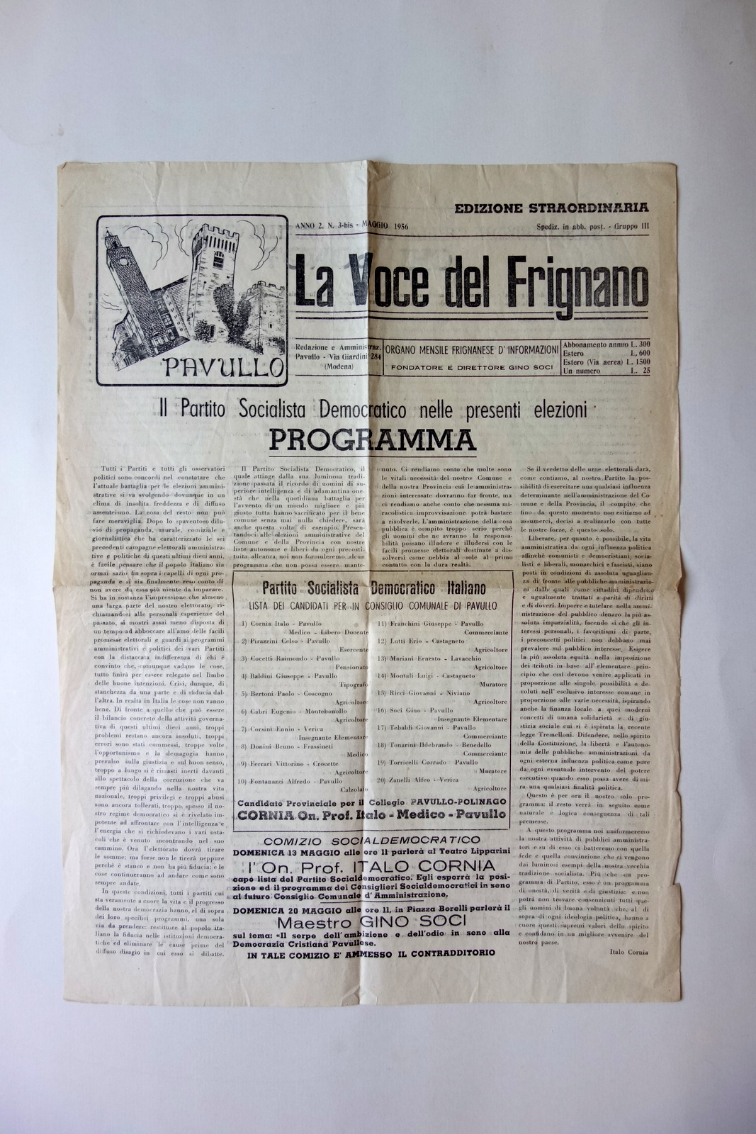 La Voce del Frignano Elezioni Pavullo Programma PSI Socialismo Maggio …