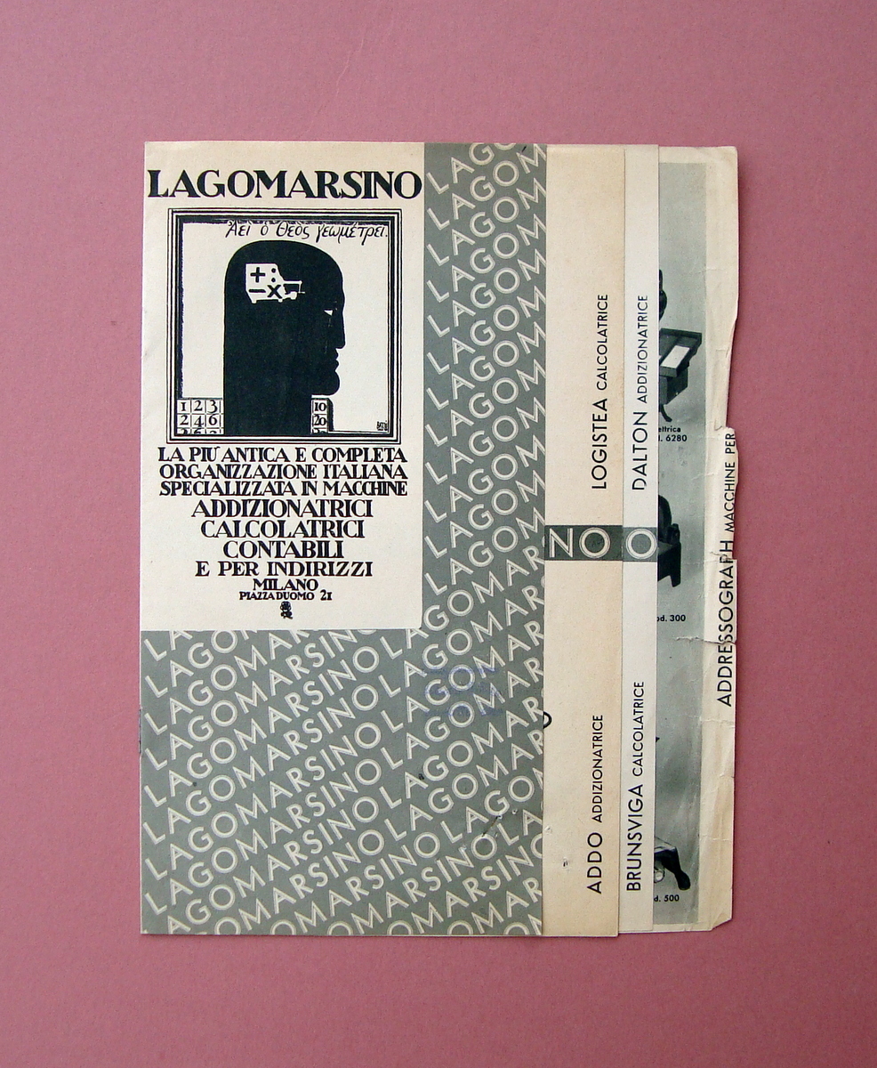 Lagomarsino Libretto Pubblic. 1933 Addizionatrici Calcolatrici Negozio in Milano