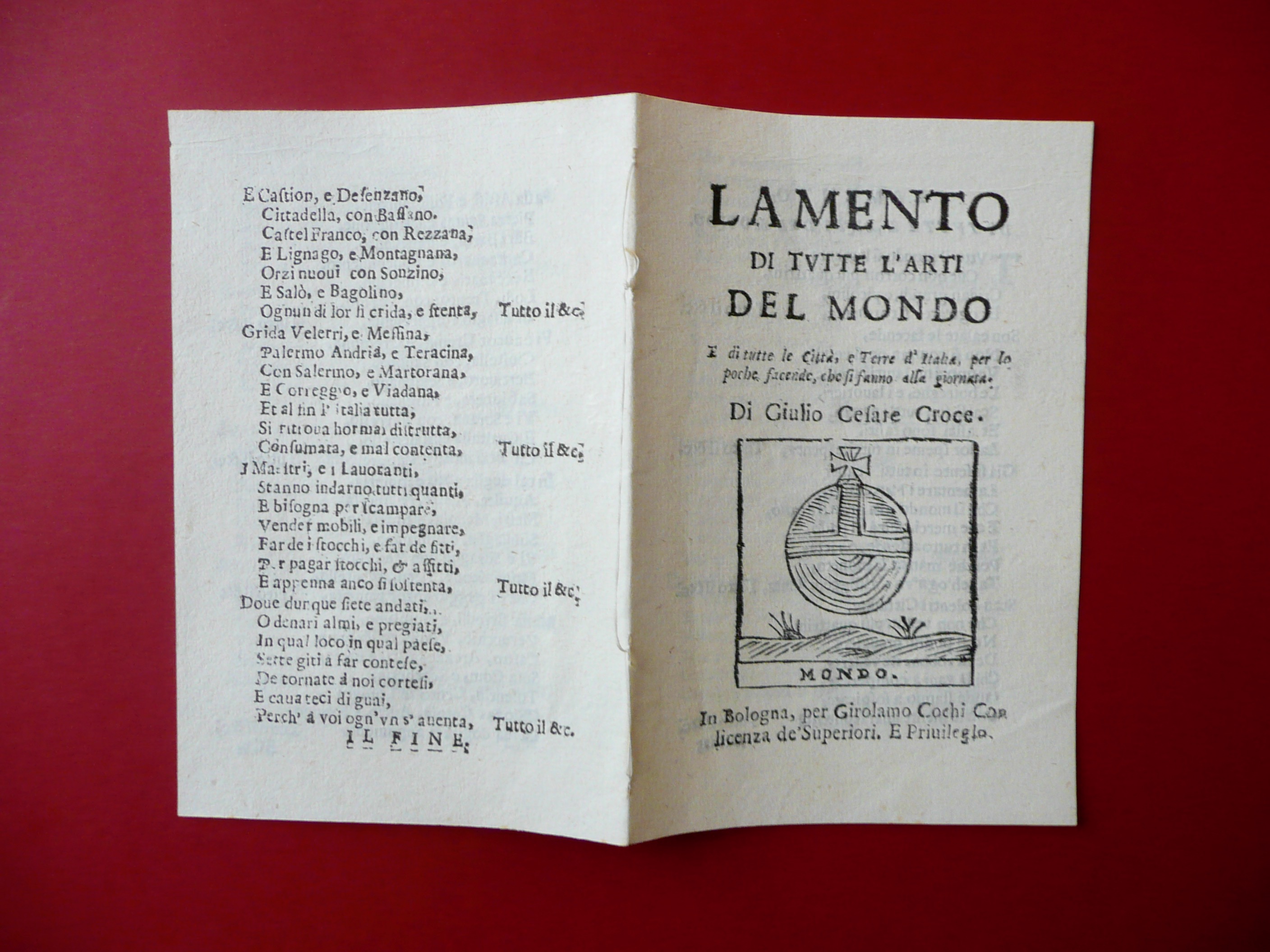 Lamento di Tutte l'Arti del Mondo G. C. Croce Cochi …