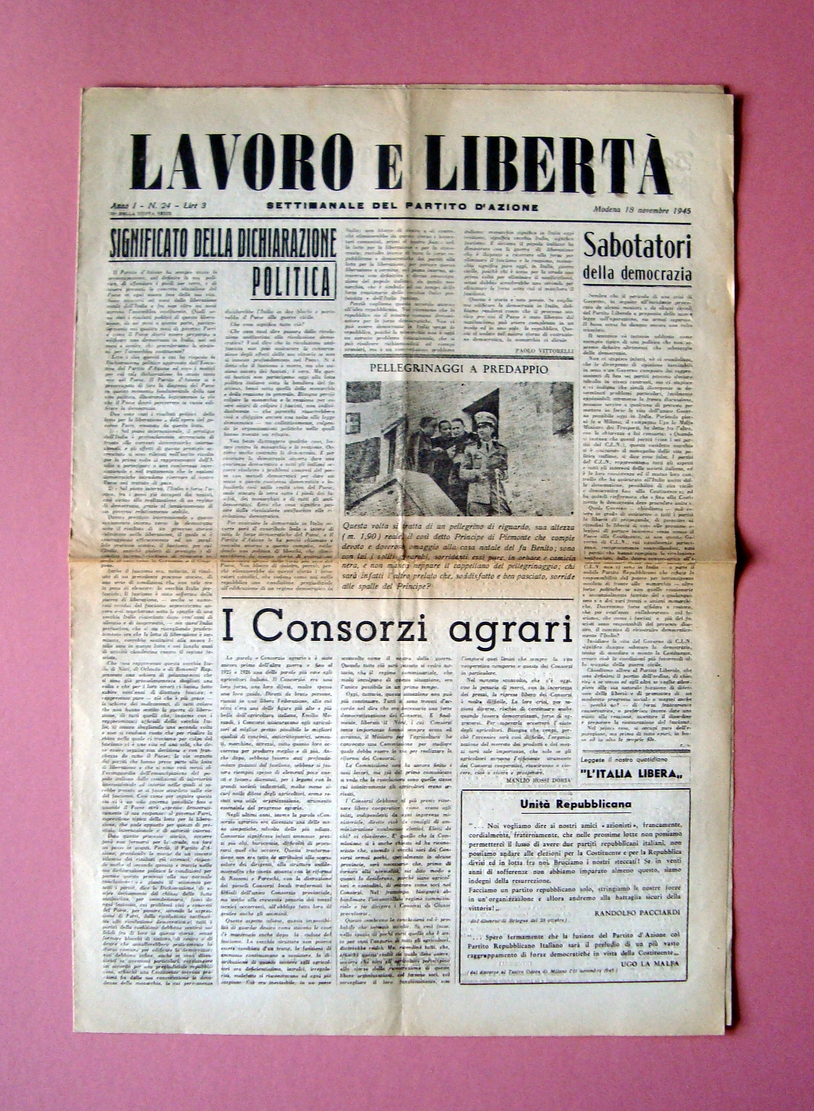 Lavoro e Libert‡ 18/11/1945 Partito Azione Ultimo Elenco Brigata Nera …